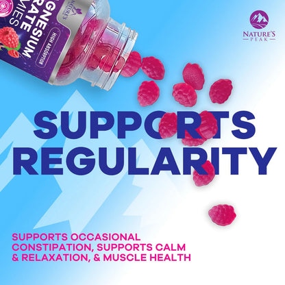 Magnesium Citrate Gummy Supplement, Improved Vegan Formula - High Absorption Magnesium Gummies for Adults & Kids - Mag Citrate Gummy Supplements - Delicious Raspberry Pomegranate Flavor - 120 Gummies